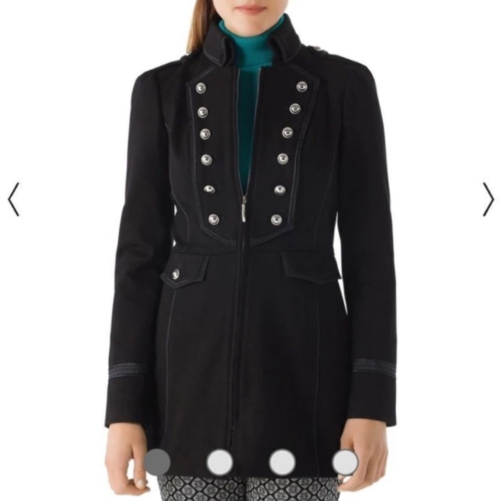 White House Black Market Black Pea Coat Military Style Jacket- size Small